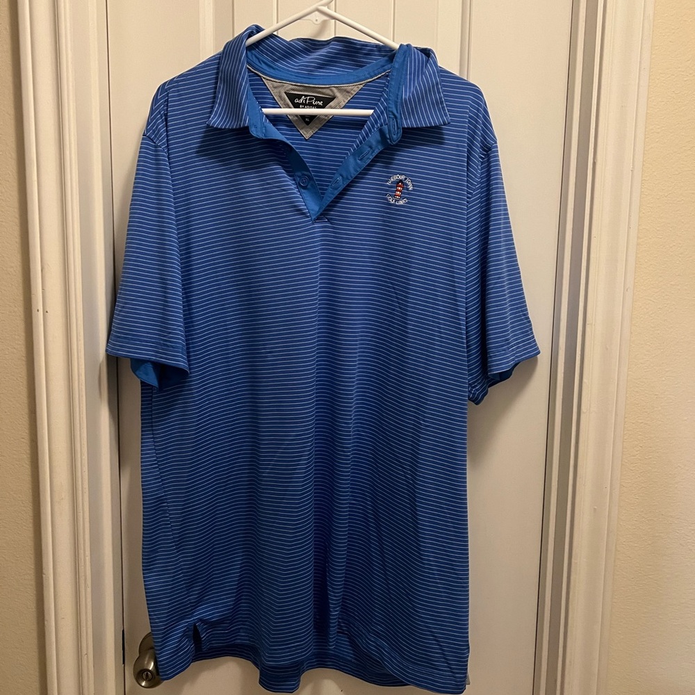 Harbor Town Link Golf Course adidas Blue Striped Polo Shirt